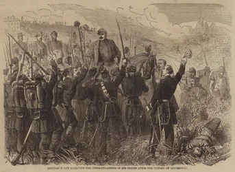 General Forey empfängt die Glückwünsche seiner Truppen nach dem Sieg von Montebello